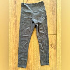 High-Waist Metallic Charcoal Gray Active Leggings